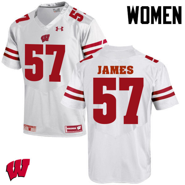 Wisconsin Badgers Women's #57 Alec James NCAA Under Armour Authentic White College Stitched Football Jersey XG40I11WP